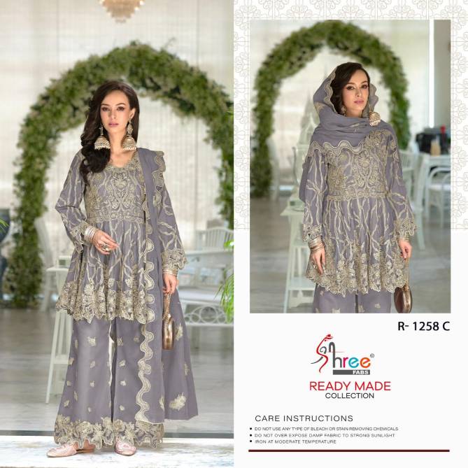 R 1258 By Shree Organza Embroidery Pakistani Readymade Suits Wholesale Market In Surat